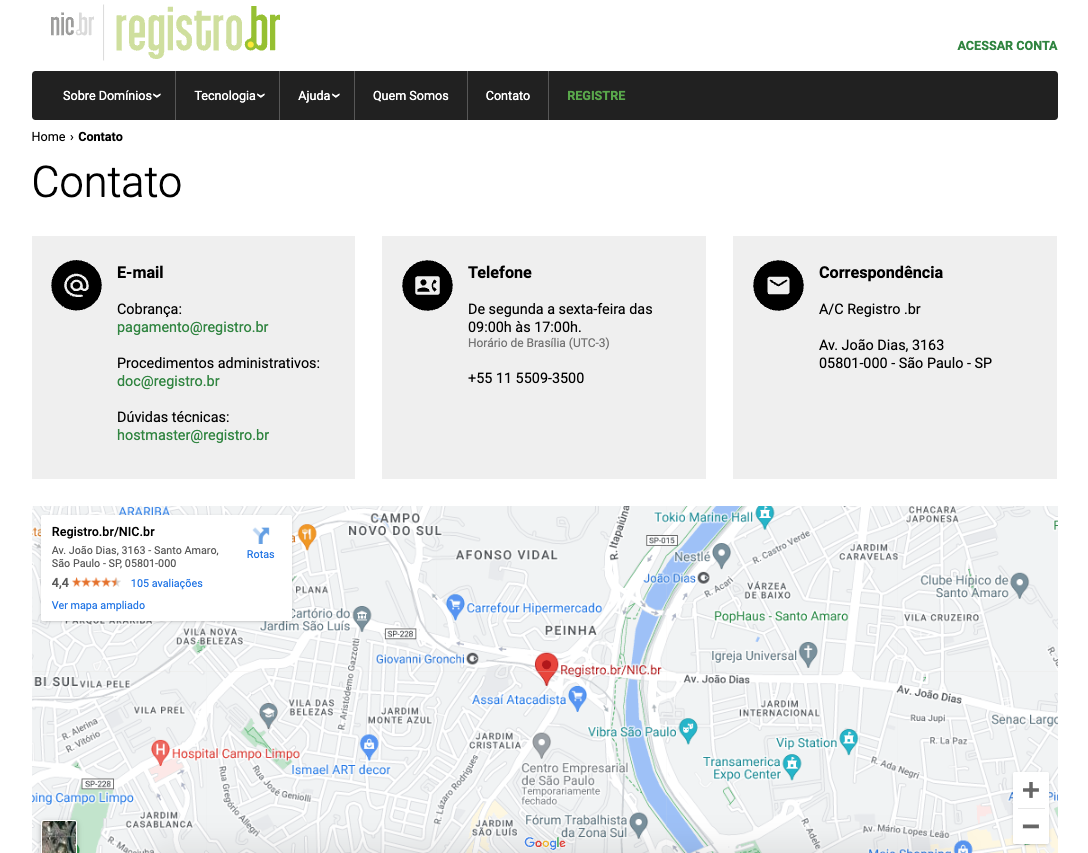 Contato Registro.br